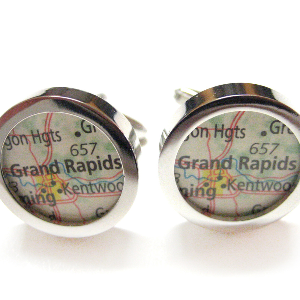 Grand Rapids Michigan Map Cufflinks